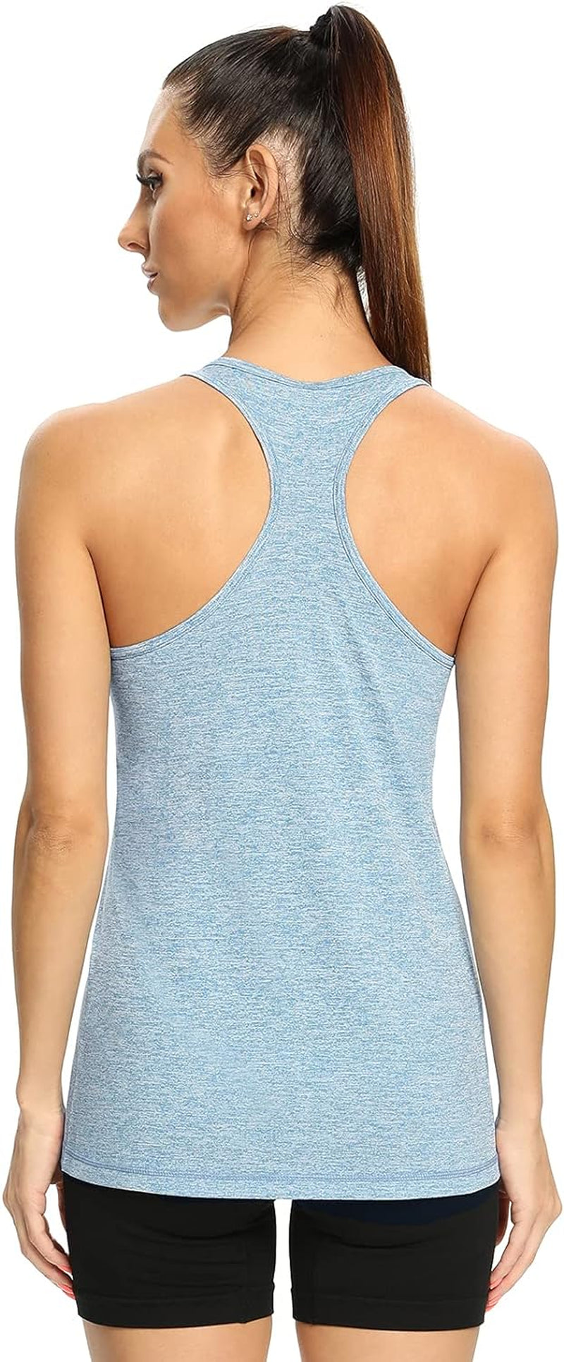 Workout Tank Tops for Women Racerback Athletic Tanks Running Exercise Gym Tank Top - 4 Packs Black/Black/Gray/Blue S