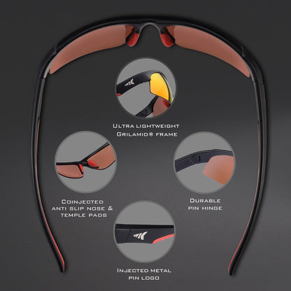 Cuivre Polarized Sport Sunglasses for Men and Women, Matte Blue Frame,Smoke Lens