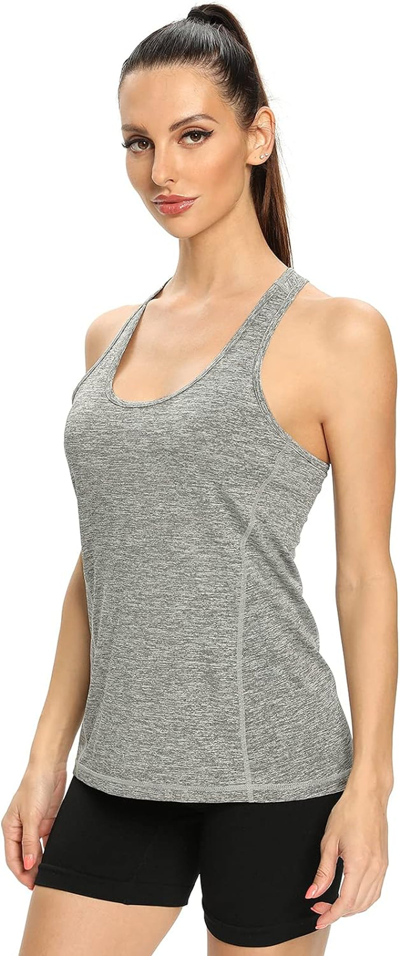 Workout Tank Tops for Women Racerback Athletic Tanks Running Exercise Gym Tank Top - 4 Packs Black/Black/Gray/Blue S